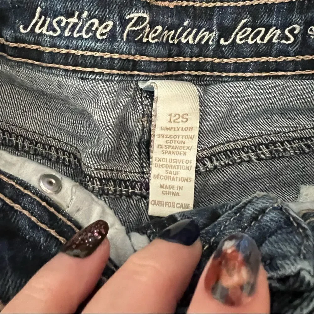 Justice girl’s denim shorts with cheetah print size 12‎